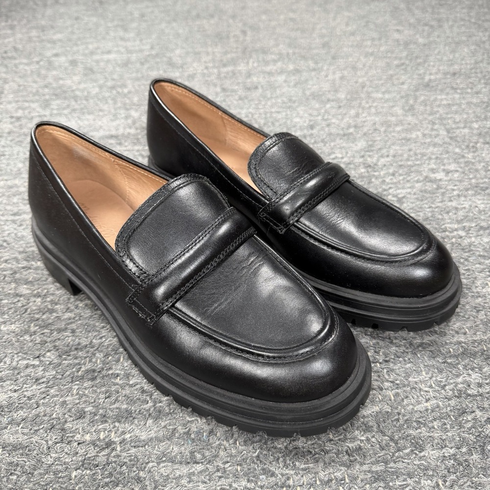 Madewell The Bradley Lug Sole Loafers Women 9.5 Black Preppy Chunky Shoes Goth
